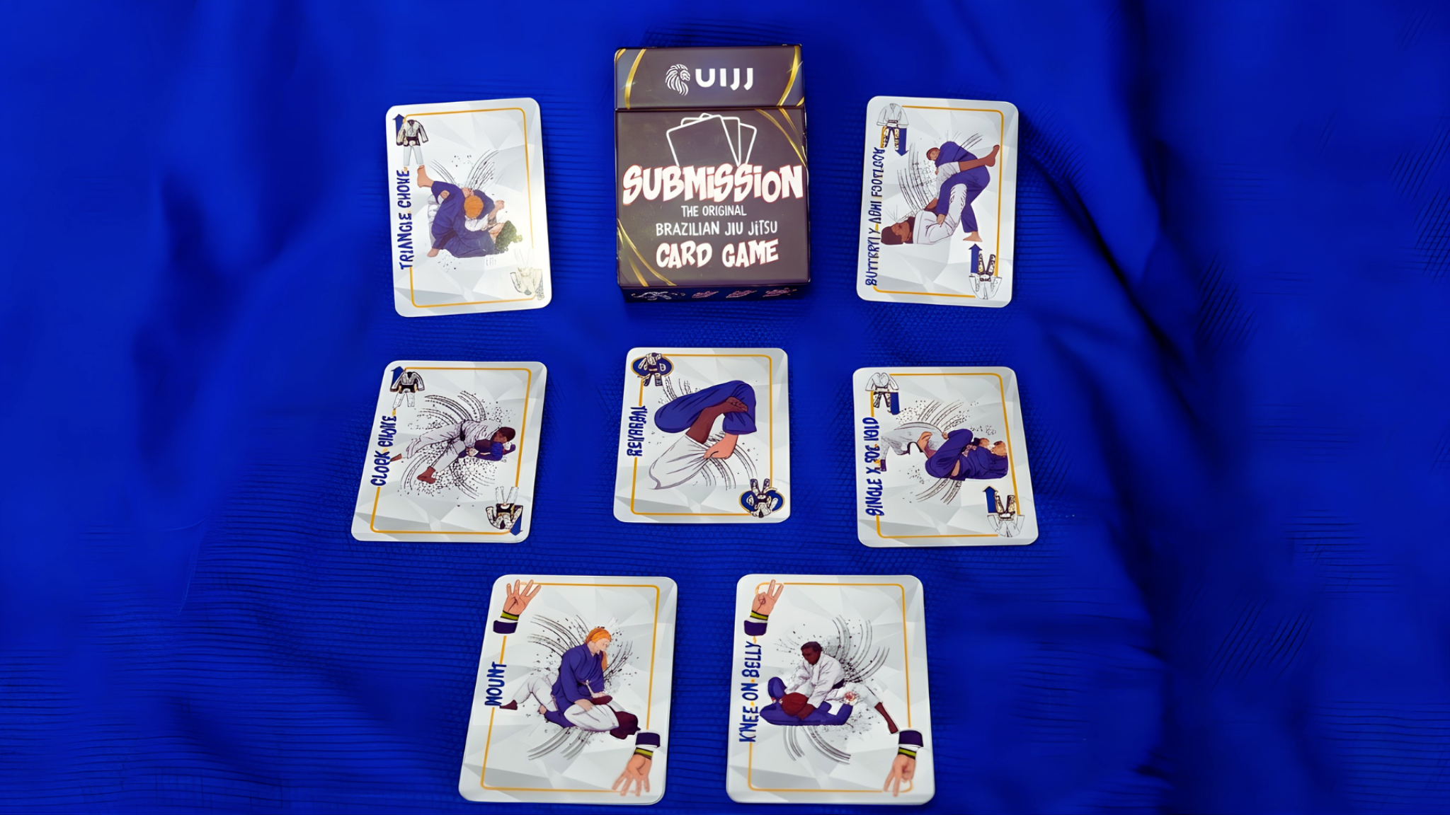 Macro detail of 3 iconic cards with clean lighting