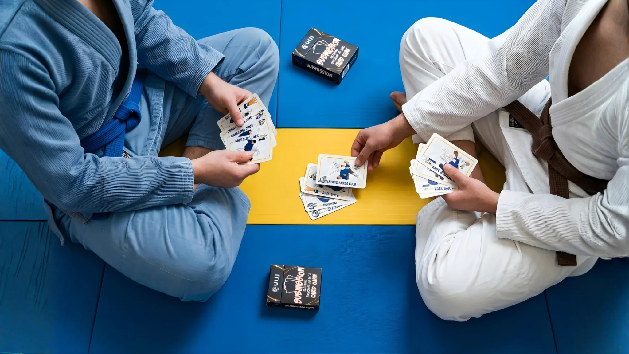 Submission card game shown as a home lifestyle or gift presentation